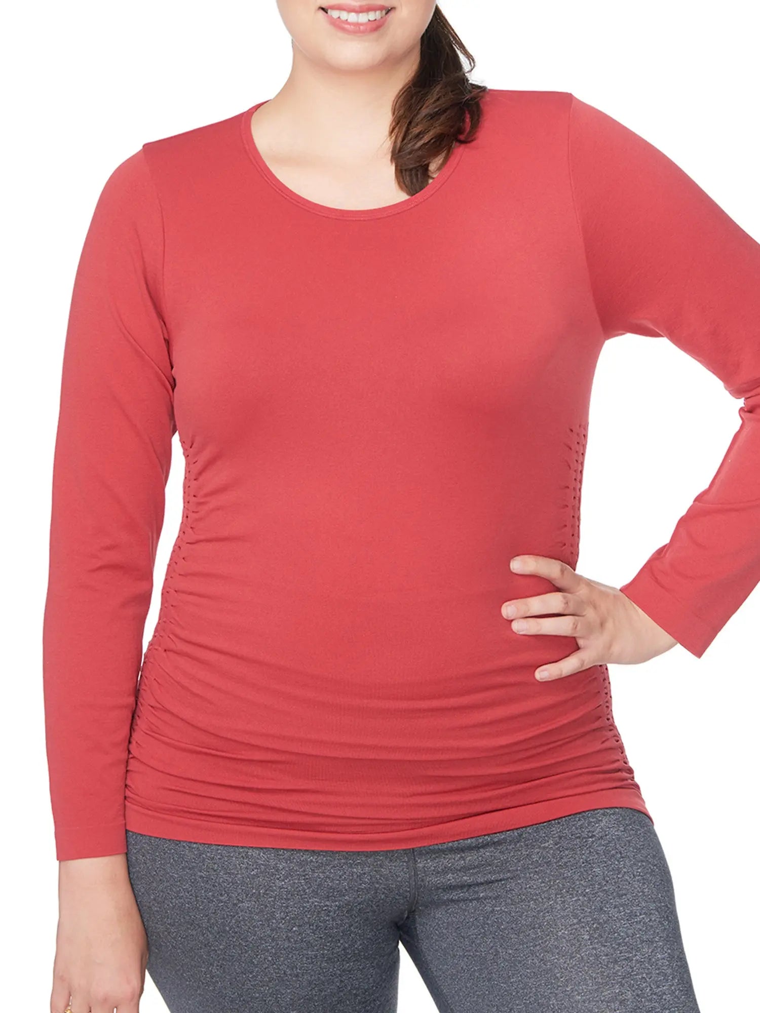 Women's Plus Shirring Side Panels Top Under Control